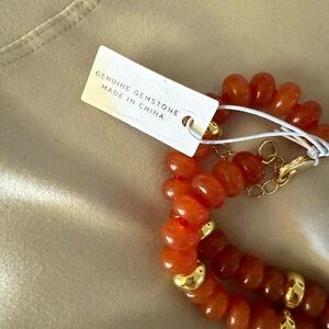 Genuine Gemstone Orange and Gold Bracelet